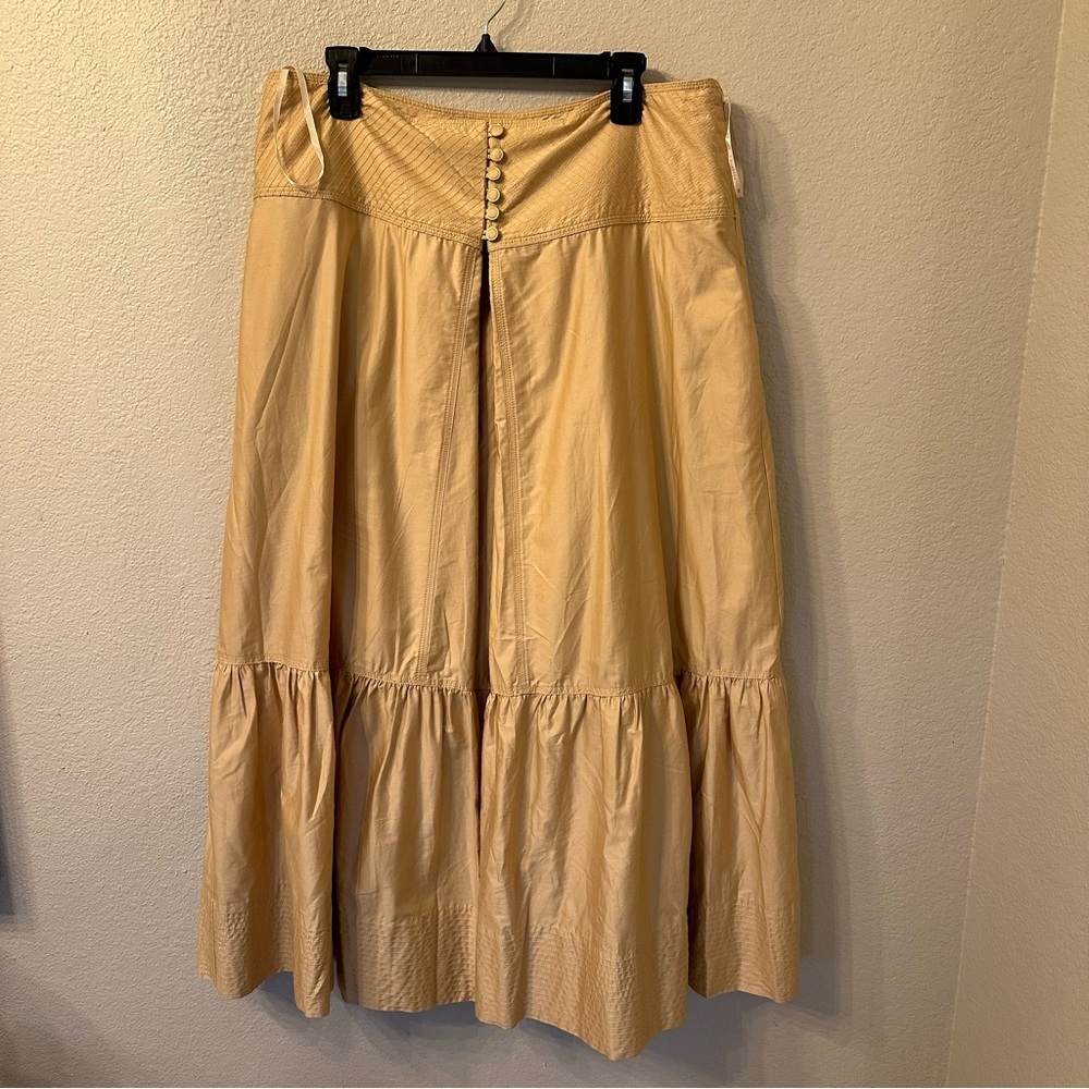 Farm Rio Skirt NWT Khaki Topstitching Yoke Organic Cotton‎ Maxi Skirt. Size XL - Picture 7 of 10